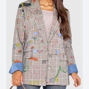 Graffiti Plaid Blazer